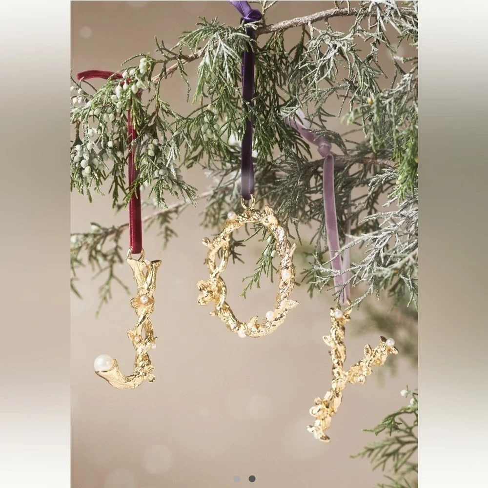 Anthropologie Aurelia gold monogram ornament C NWT
